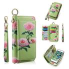 For iPhone 7 Plus / 8 Plus POLA Flower Multi-functional Zipper Wallet Leather Phone Case(Green) - 1