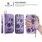 For iPhone 7 Plus / 8 Plus POLA Flower Multi-functional Zipper Wallet Leather Phone Case(Purple) - 3
