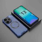 For Redmi 13 4G Global Honeycomb Magnetic Ring Shockproof Phone Case(Blue) - 2