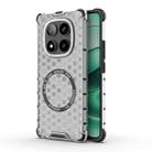 For Redmi Note 14 Pro 5G Honeycomb Magnetic Ring Shockproof Phone Case(White) - 1