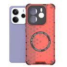 For Redmi Note 14 5G Honeycomb Magnetic Ring Shockproof Phone Case(Red) - 1