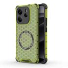 For Redmi Note 14 4G 163.25mm Global Honeycomb Magnetic Ring Shockproof Phone Case(Green) - 1