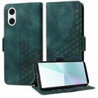 For Sony Xperia 10 VI Embossed Rhombus Starry Leather Phone Case(Green) - 1