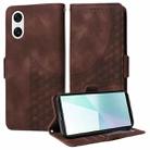 For Sony Xperia 10 VI Embossed Rhombus Starry Leather Phone Case(Brown) - 1