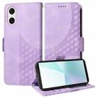 For Sony Xperia 10 VI Embossed Rhombus Starry Leather Phone Case(Purple) - 1