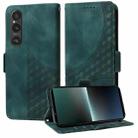 For Sony Xperia 1 V Embossed Rhombus Starry Leather Phone Case(Green) - 1