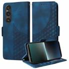 For Sony Xperia 1 V Embossed Rhombus Starry Leather Phone Case(Blue) - 1