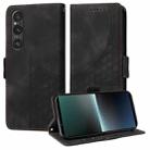 For Sony Xperia 1 V Embossed Rhombus Starry Leather Phone Case(Black) - 1