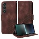 For Sony Xperia 1 V Embossed Rhombus Starry Leather Phone Case(Brown) - 1