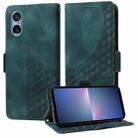 For Sony Xperia 5 V Embossed Rhombus Starry Leather Phone Case(Green) - 1