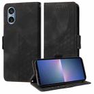 For Sony Xperia 5 V Embossed Rhombus Starry Leather Phone Case(Black) - 1