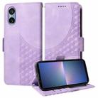 For Sony Xperia 5 V Embossed Rhombus Starry Leather Phone Case(Purple) - 1