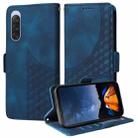 For Sony Xperia 10 V Embossed Rhombus Starry Leather Phone Case(Blue) - 1