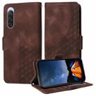 For Sony Xperia 10 V Embossed Rhombus Starry Leather Phone Case(Brown) - 1