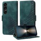 For Sony Xperia 1 VII Embossed Rhombus Starry Leather Phone Case(Green) - 1
