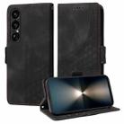 For Sony Xperia 1 VII Embossed Rhombus Starry Leather Phone Case(Black) - 1