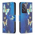 For OPPO Reno12 Pro Global Colored Drawing Pattern Leather Phone Case(Gold Butterfly) - 1