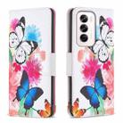 For OPPO Reno12 Global Colored Drawing Pattern Leather Phone Case(Butterflies) - 1