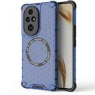 For Honor 200 Pro Honeycomb Magnetic Ring Shockproof Phone Case(Blue) - 1