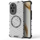 For Honor 200 Honeycomb Magnetic Ring Shockproof Phone Case(White) - 1