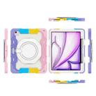 For iPad Air 13 2024 Armor Portable Rotating Ring Holder Silicone Tablet Case with Pen Slot(Colorful Pink) - 3