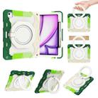 For iPad Air 13 2024 Armor Portable Rotating Ring Holder Silicone Tablet Case with Pen Slot(Colorful Green) - 1