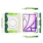 For iPad Air 13 2024 Armor Portable Rotating Ring Holder Silicone Tablet Case with Pen Slot(Colorful Green) - 3