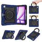 For iPad Air 13 2024 Armor Portable Rotating Ring Holder Silicone Tablet Case with Pen Slot(Navy Blue) - 1