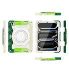 For iPad Pro 11 2024 Armor Portable Rotating Ring Holder Silicone Tablet Case with Pen Slot(Colorful Green) - 3