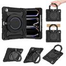 For iPad Pro 13 2024 Armor Portable Rotating Ring Holder Silicone Tablet Case with Pen Slot(Black) - 1