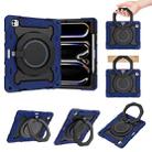 For iPad Pro 13 2024 Armor Portable Rotating Ring Holder Silicone Tablet Case with Pen Slot(Navy Blue) - 1