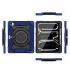 For iPad Pro 13 2024 Armor Portable Rotating Ring Holder Silicone Tablet Case with Pen Slot(Navy Blue) - 3