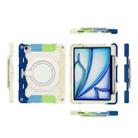 For iPad Air 11 2024 Armor Portable Rotating Ring Holder Silicone Tablet Case with Pen Slot(Colorful Blue) - 3