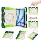 For iPad Air 11 2024 Armor Portable Rotating Ring Holder Silicone Tablet Case with Pen Slot(Colorful Green) - 1