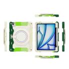 For iPad Air 11 2024 Armor Portable Rotating Ring Holder Silicone Tablet Case with Pen Slot(Colorful Green) - 3