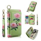 For Samsung Galaxy S24 5G POLA Flower Multi-functional Zipper Wallet Leather Phone Case(Green) - 1