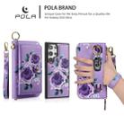 For Samsung Galaxy S24 Ultra 5G POLA Flower Multi-functional Zipper Wallet Leather Phone Case(Purple) - 3