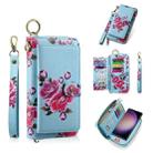 For Samsung Galaxy S23 5G POLA Flower Multi-functional Zipper Wallet Leather Phone Case(Sky Blue) - 1