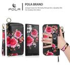 For Samsung Galaxy S23 Ultra 5G POLA Flower Multi-functional Zipper Wallet Leather Phone Case(Black) - 3