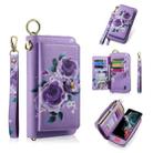 For Samsung Galaxy S22 5G POLA Flower Multi-functional Zipper Wallet Leather Phone Case(Purple) - 1