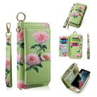 For Samsung Galaxy S22 Ultra 5G POLA Flower Multi-functional Zipper Wallet Leather Phone Case(Green) - 1