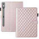 For Lenovo Xiaoxin Pad Pro 11.5 2023 Rhombus Lattice Leather Tablet Case(Rose Gold) - 3