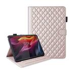 For Lenovo Xiaoxin Pad Pro 12.7 2025 Rhombus Lattice Leather Tablet Case(Rose Gold) - 1