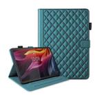 For Lenovo Xiaoxin Pad Pro 12.7 2025 Rhombus Lattice Leather Tablet Case(Dark Green) - 1