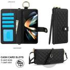 For Samsung Galaxy Z Fold4 Splicing Rhombic Texture Phone Case with Long & Short Lanyard, Not Included Pen(Black) - 2