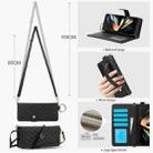 For Samsung Galaxy Z Fold4 Splicing Rhombic Texture Phone Case with Long & Short Lanyard, Not Included Pen(Black) - 3