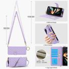 For Samsung Galaxy Z Fold4 Splicing Rhombic Texture Phone Case with Long & Short Lanyard, Not Included Pen(Purple) - 3