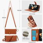 For Samsung Galaxy Z Fold4 Splicing Rhombic Texture Phone Case with Long & Short Lanyard, Not Included Pen(Brown) - 3