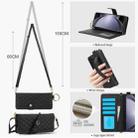 For Samsung Galaxy Z Fold6 Splicing Rhombic Texture Phone Case with Long & Short Lanyard, Not Included Pen(Black) - 3