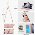 For Samsung Galaxy Z Fold6 Splicing Rhombic Texture Phone Case with Long & Short Lanyard, Not Included Pen(Rose Gold) - 3